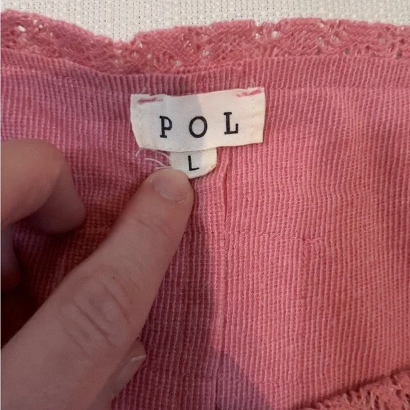 POL Pink Lace Accent Top With Lace Detail Size L - Picture 3 of 7